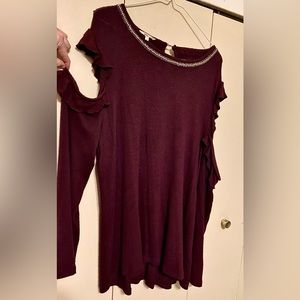Maurice’s long sleeve cold shoulder dress blouse.